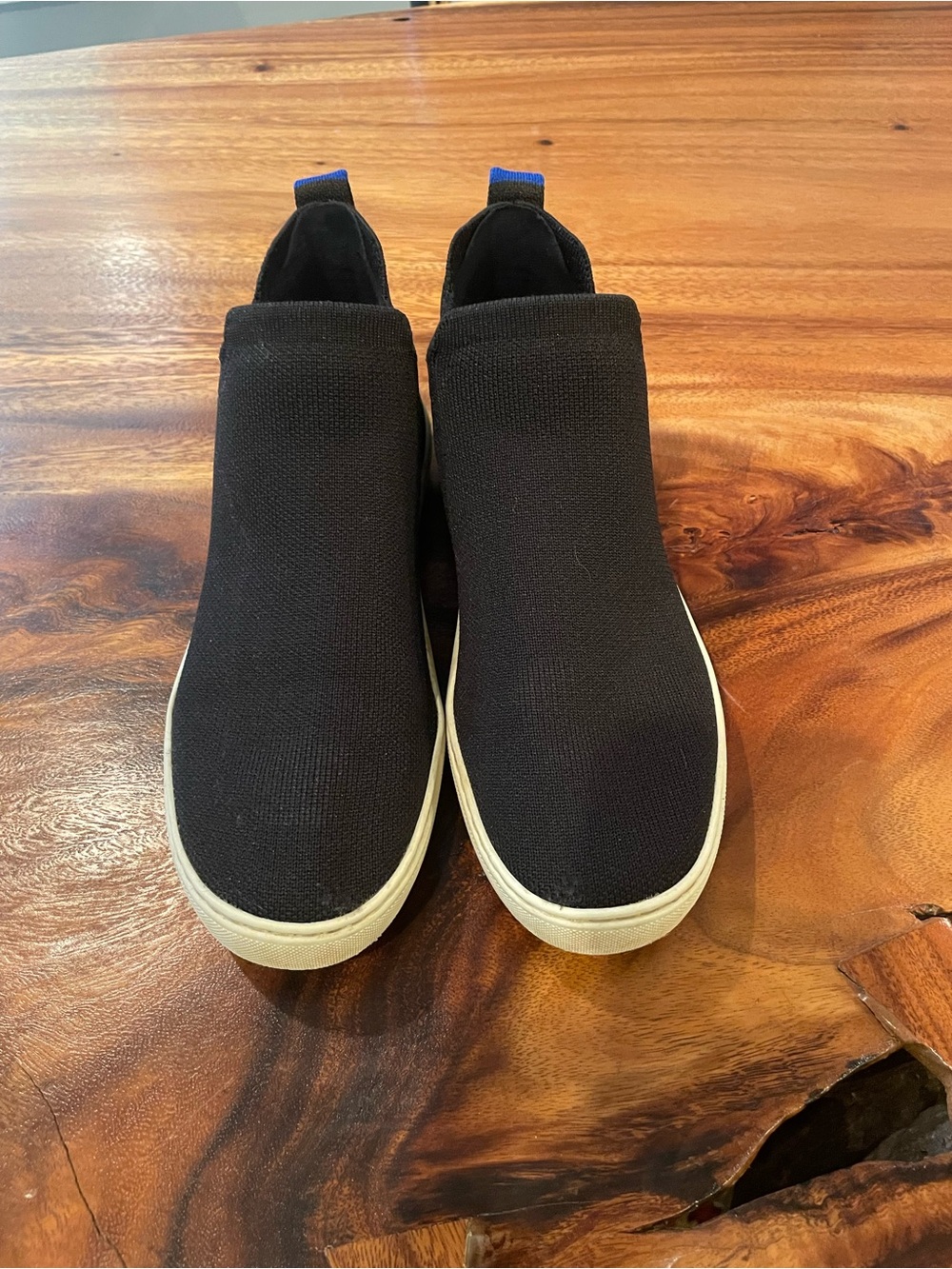 Rothy's Black Chelsea Ankle Boots with White Sole